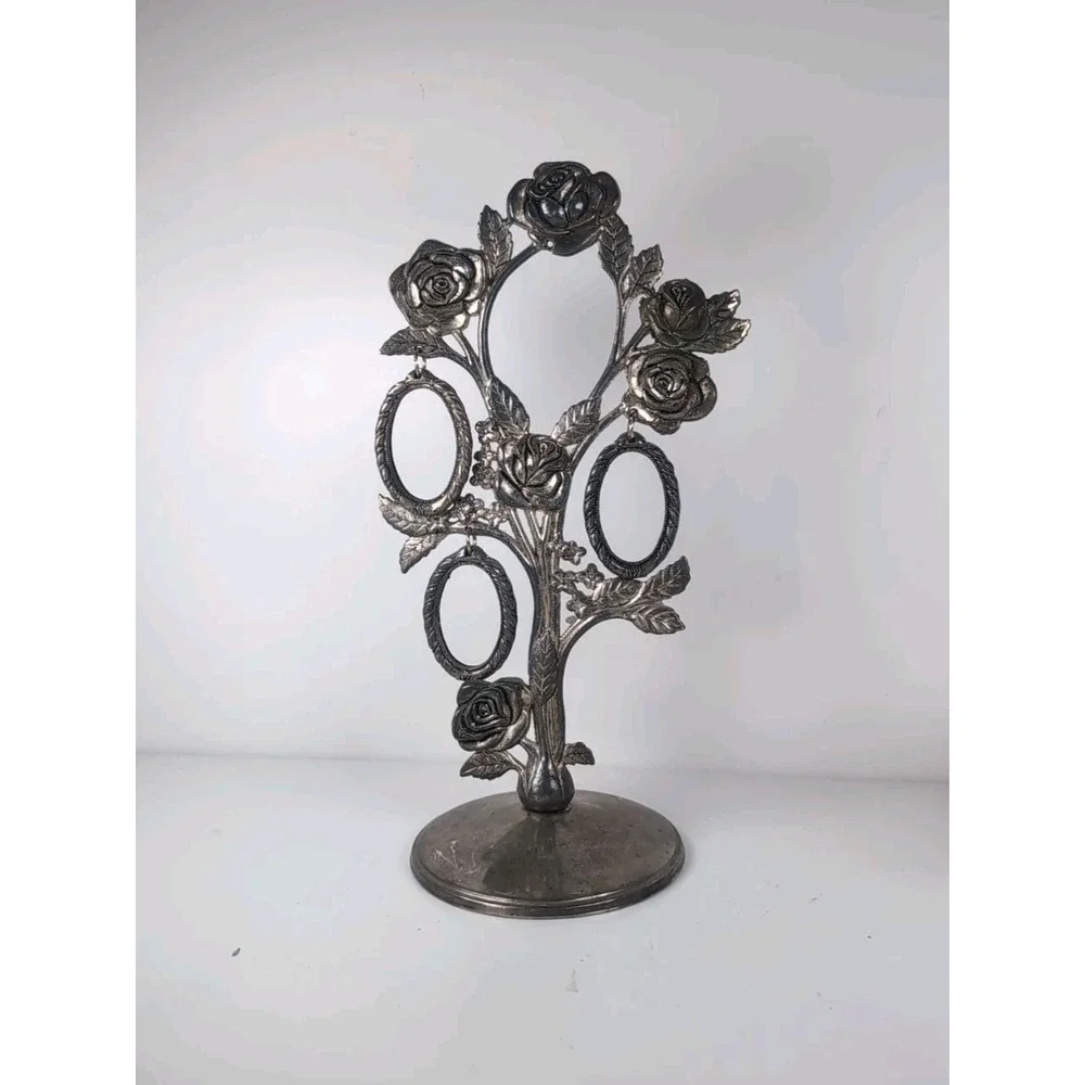 Godinger Silver Art Co. Plated Hanging Picture Frame Tree Roses Flowers Vintage